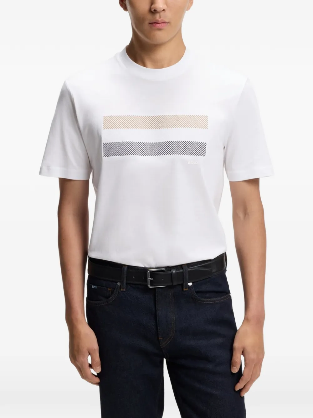 BOSS Gestreept T-shirt Wit