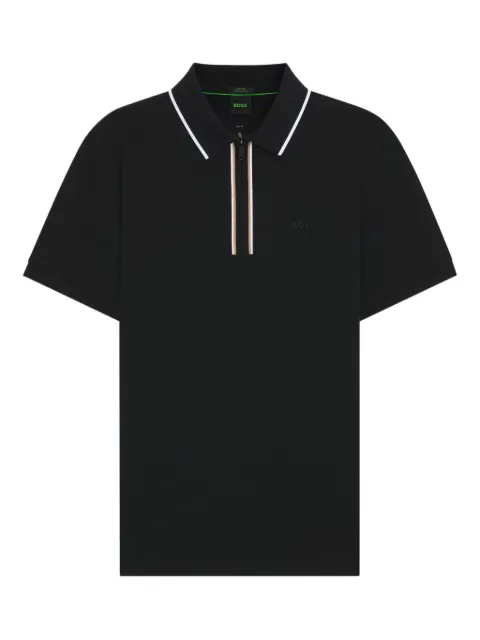 BOSS striped-collar polo shirt