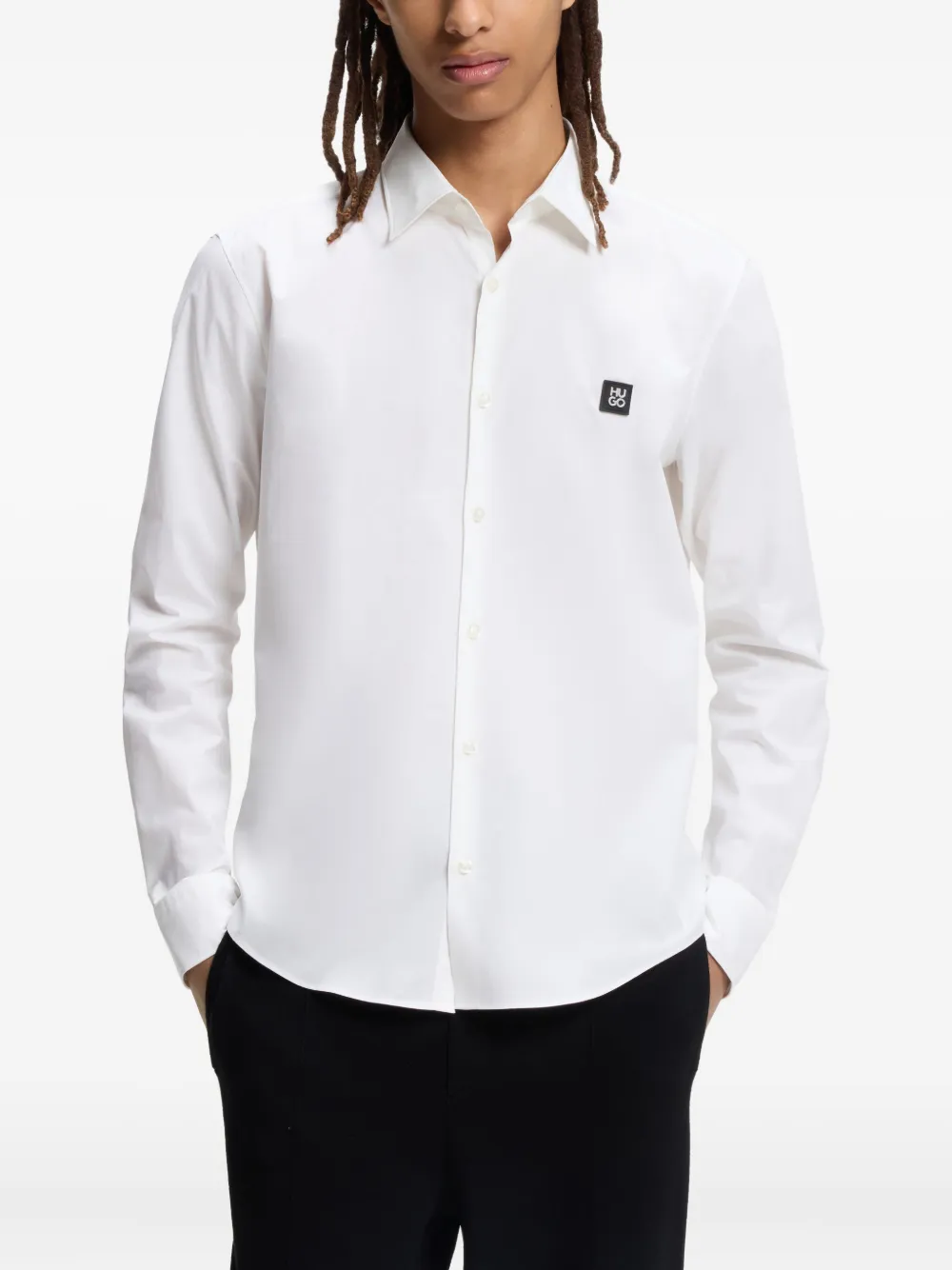 HUGO Overhemd met logopatch Wit