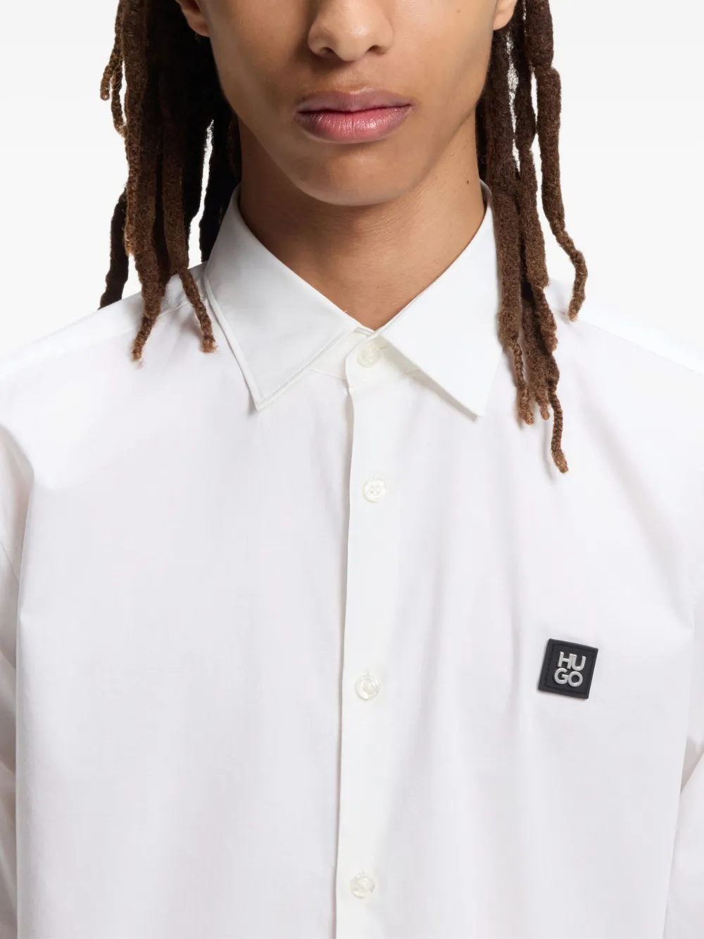 HUGO Overhemd met logopatch Wit