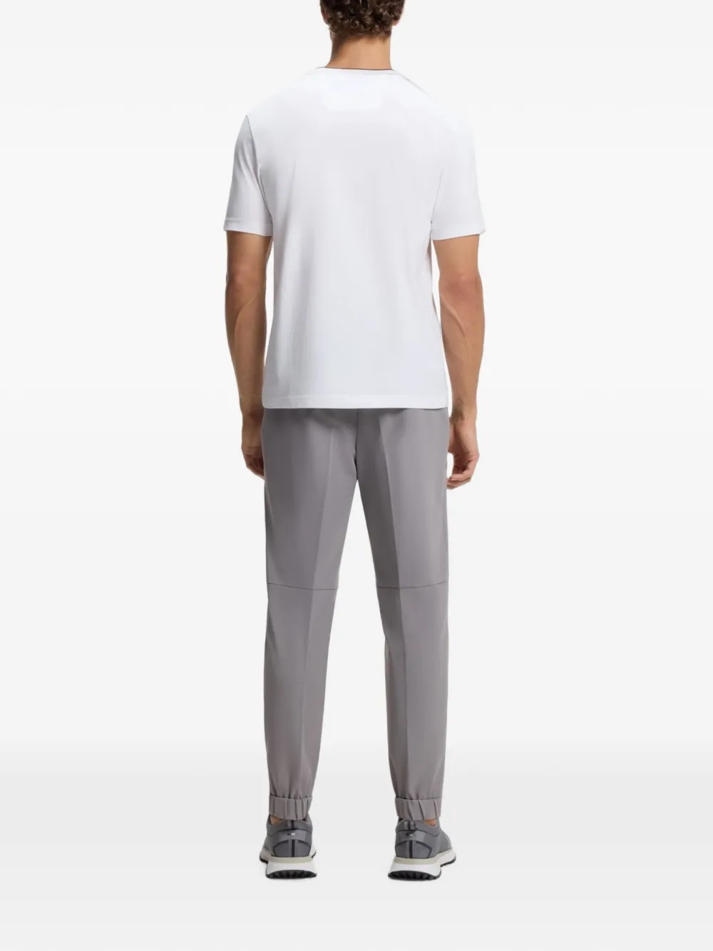 BOSS T-shirt met gestreepte kraag Wit