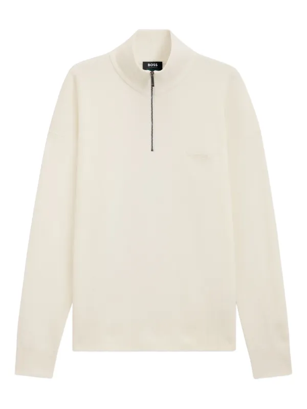 BOSS zip-neck Sweater | Neutrals | FARFETCH ZA