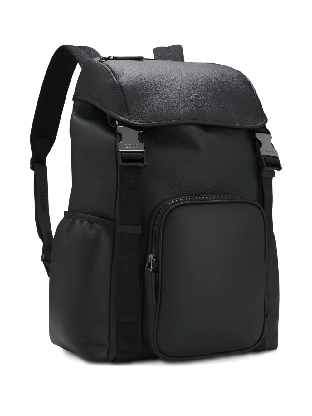 Boss Top-grain Buckle Backpack - Black 
