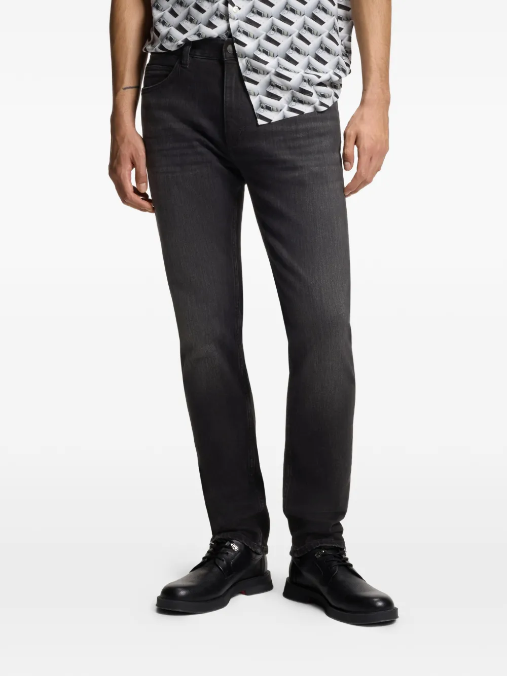 HUGO Denim jeans met patch Grijs