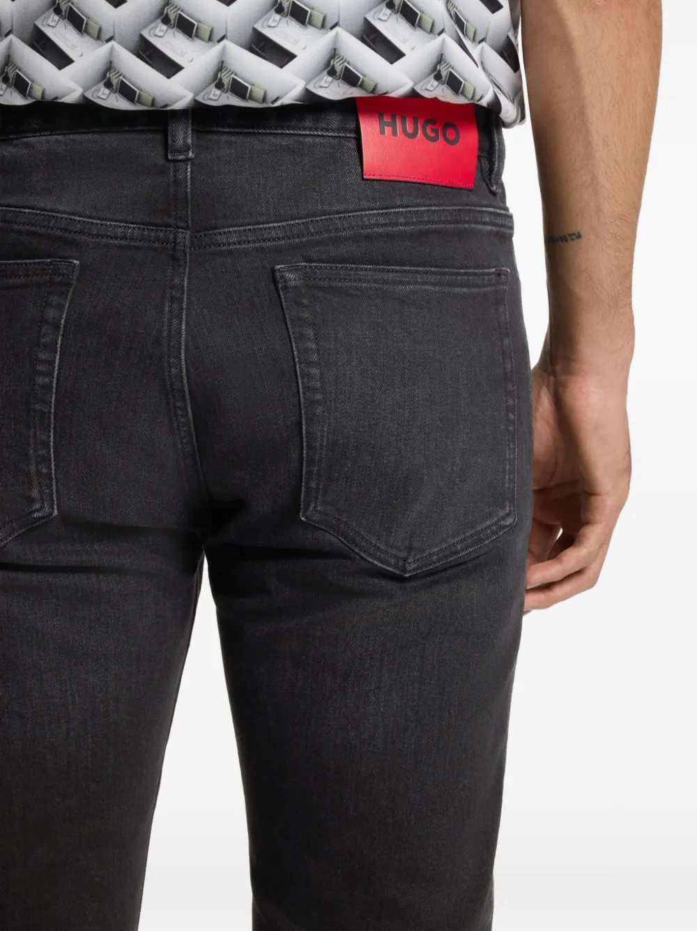 HUGO Denim jeans met patch Grijs