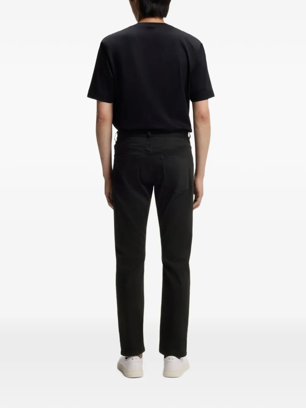 BOSS Delaware slim-fit broek van vervagingsbestendig twill Zwart