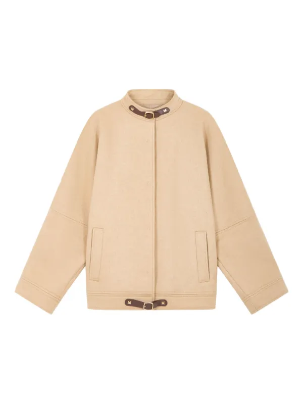 Max Mara Buckled Chaquetón Jacket in Neutrals
