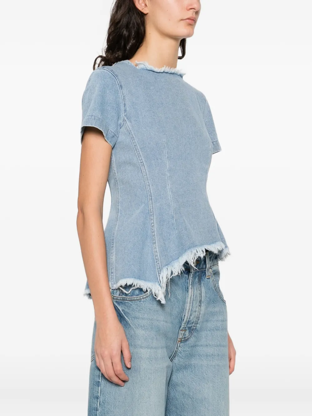Marques' Almeida Frayed-hem Top In Blue