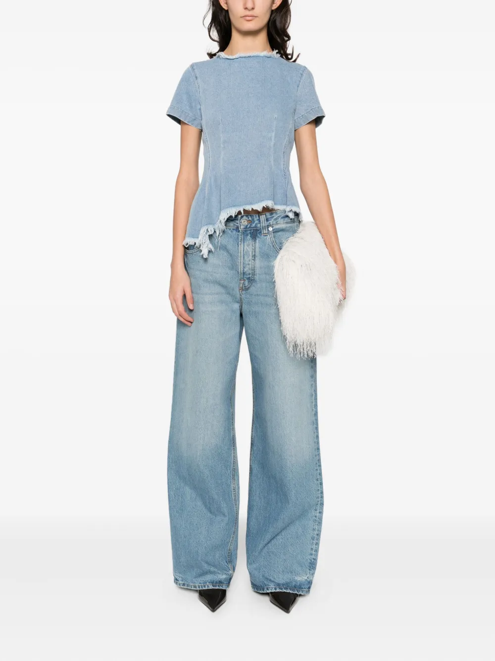 Marques'Almeida Top met franje afwerking - Blauw