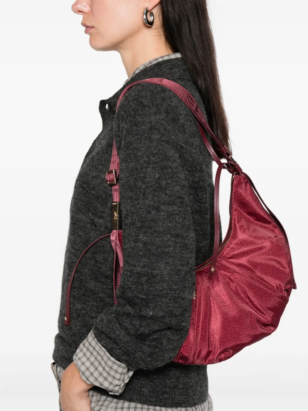 Borbonese Schoudertas met geplooid detail - Rood