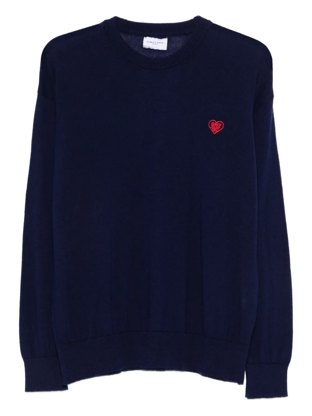 Family First heart-motif crew-neck sweater | Blue | Image 1