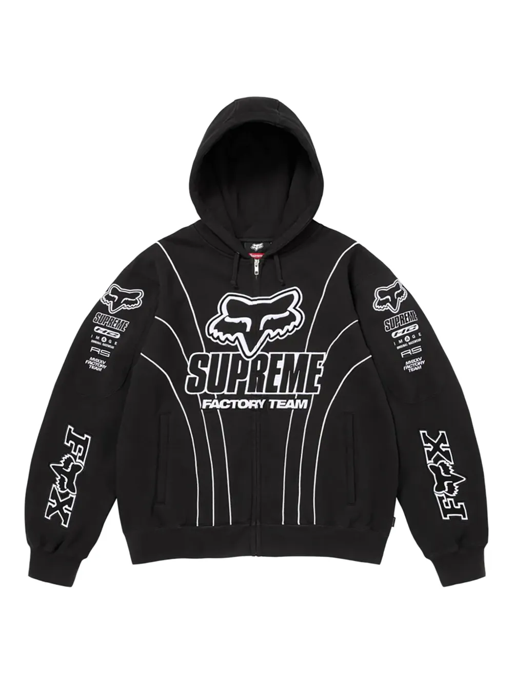 Supreme X Fox Racing® Zip-up Hoodie In Black