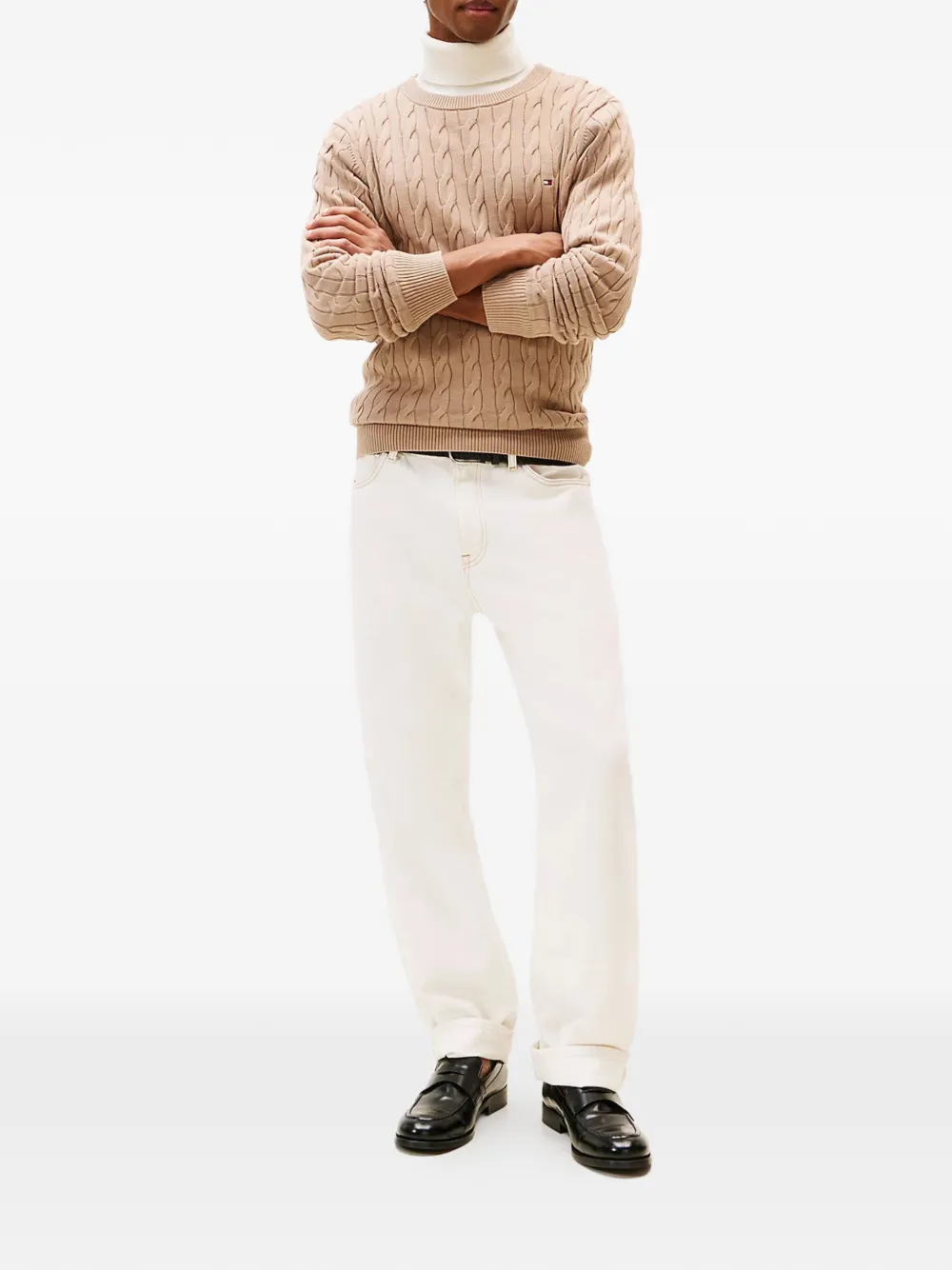 Tommy Hilfiger cable-knit logo sweater - Beige