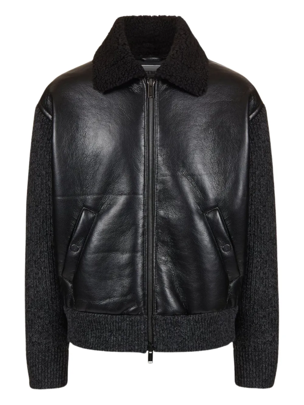 Iceberg zipped shearling-collar bomber jacket | Black | Image 1