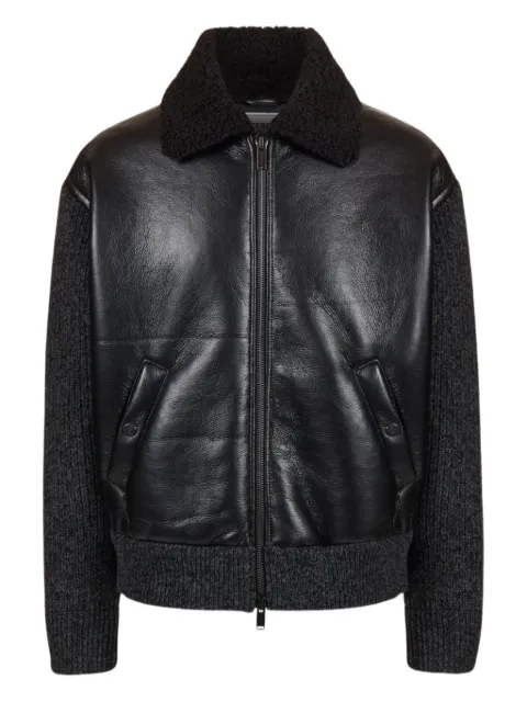 Iceberg zipped shearling-collar bomber jacket