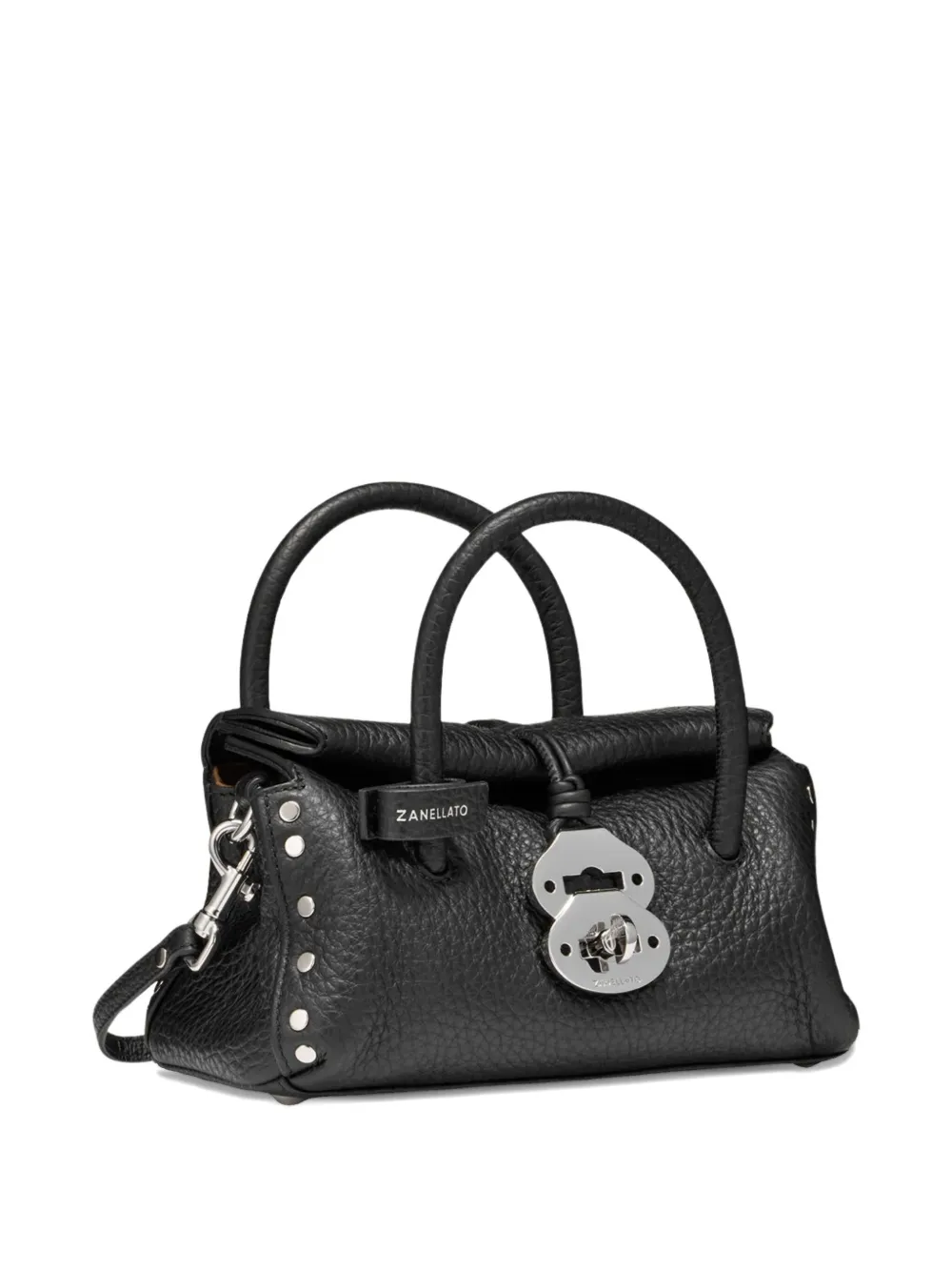 Zanellato Small Saeta Handmade Leather Handbag In Black