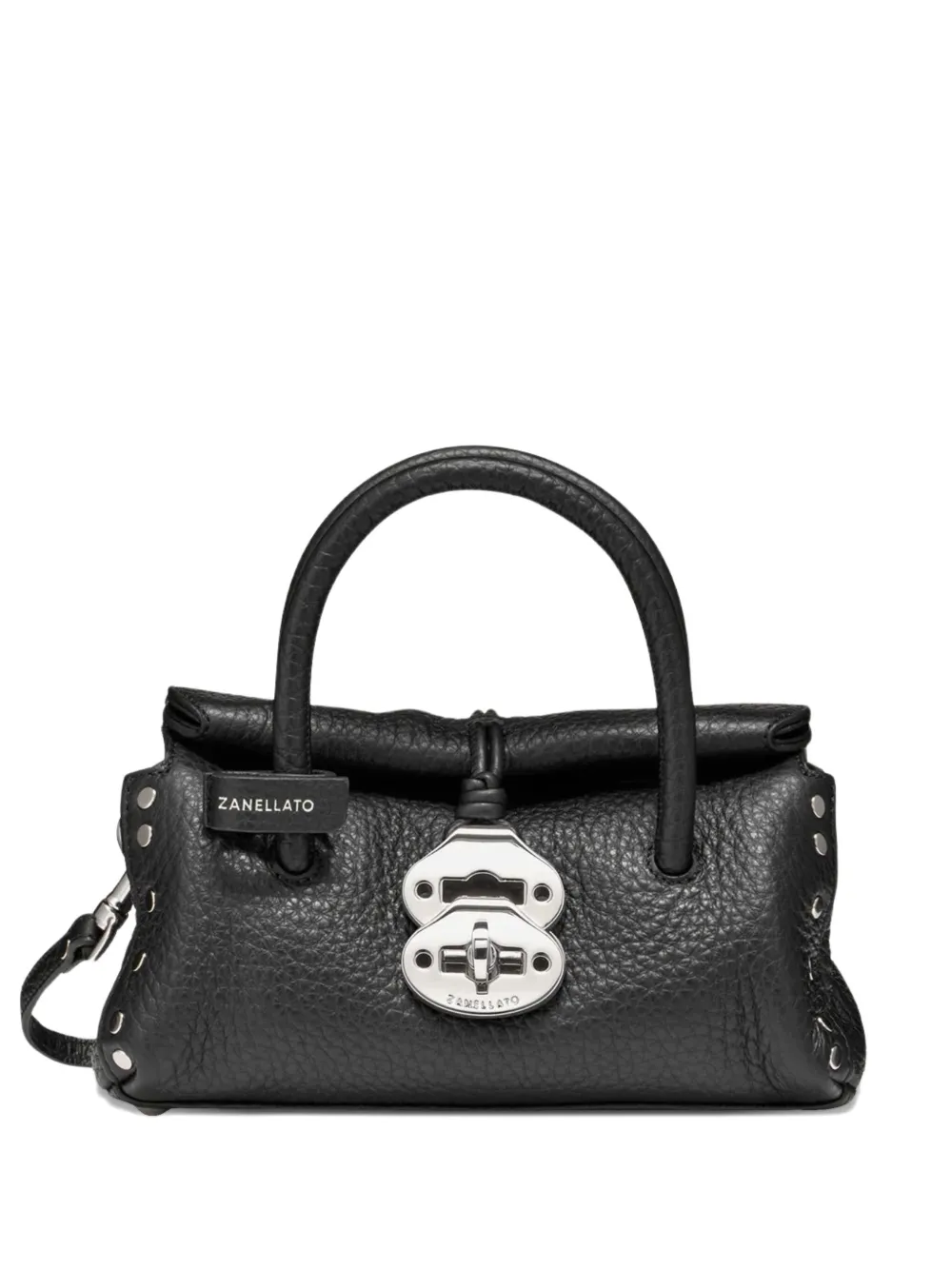 Zanellato Small Saeta Handmade Leather Handbag In Black