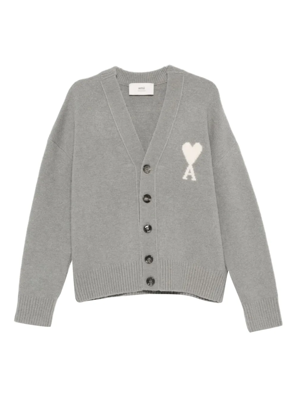 AMI Paris Cardigan Ami de Coeur - Grigio