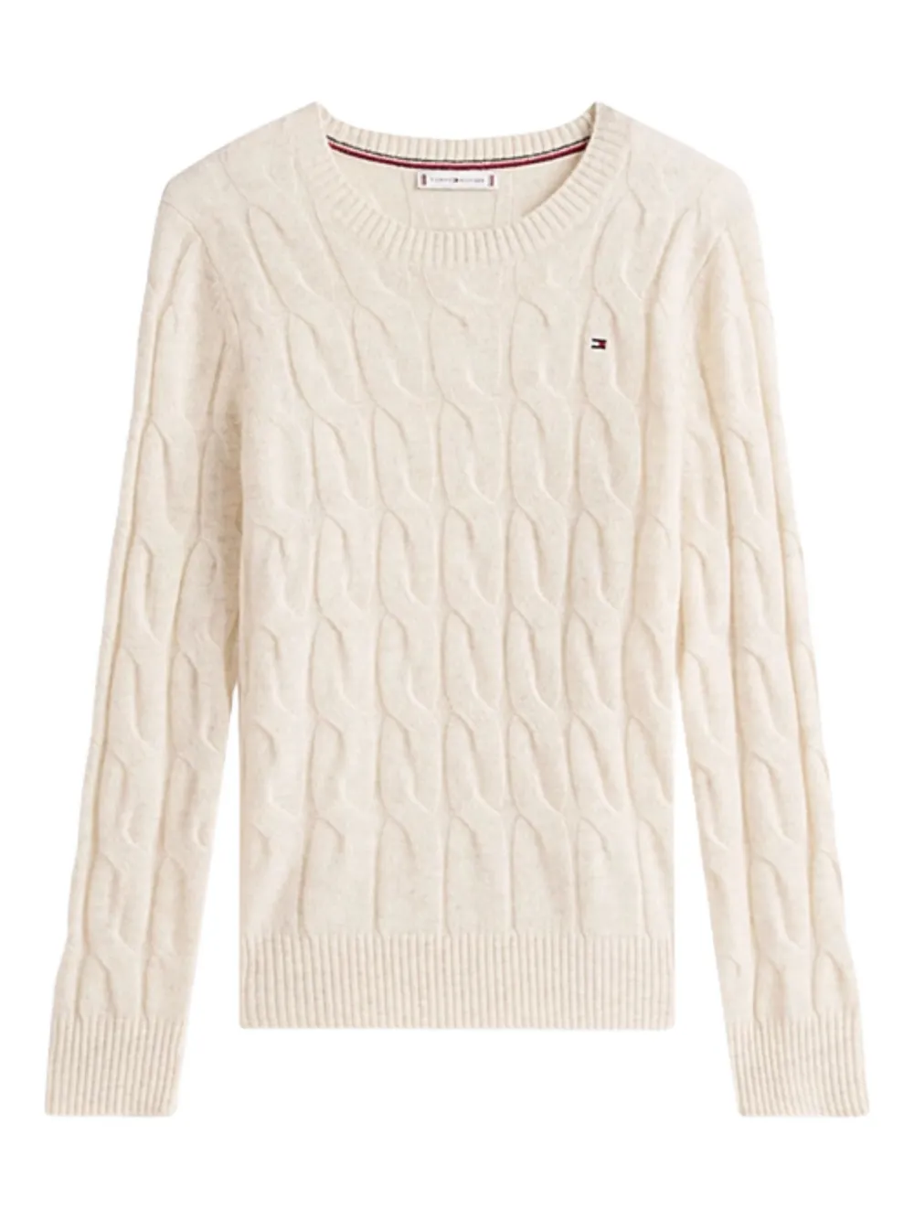 Tommy Hilfiger Cable-knit Logo-detail Sweater In Neutral
