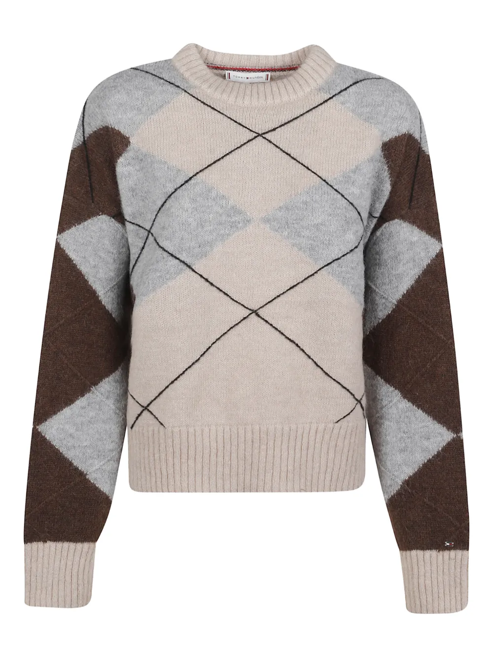 Tommy Hilfiger Argyle Knitted Sweater In Gray