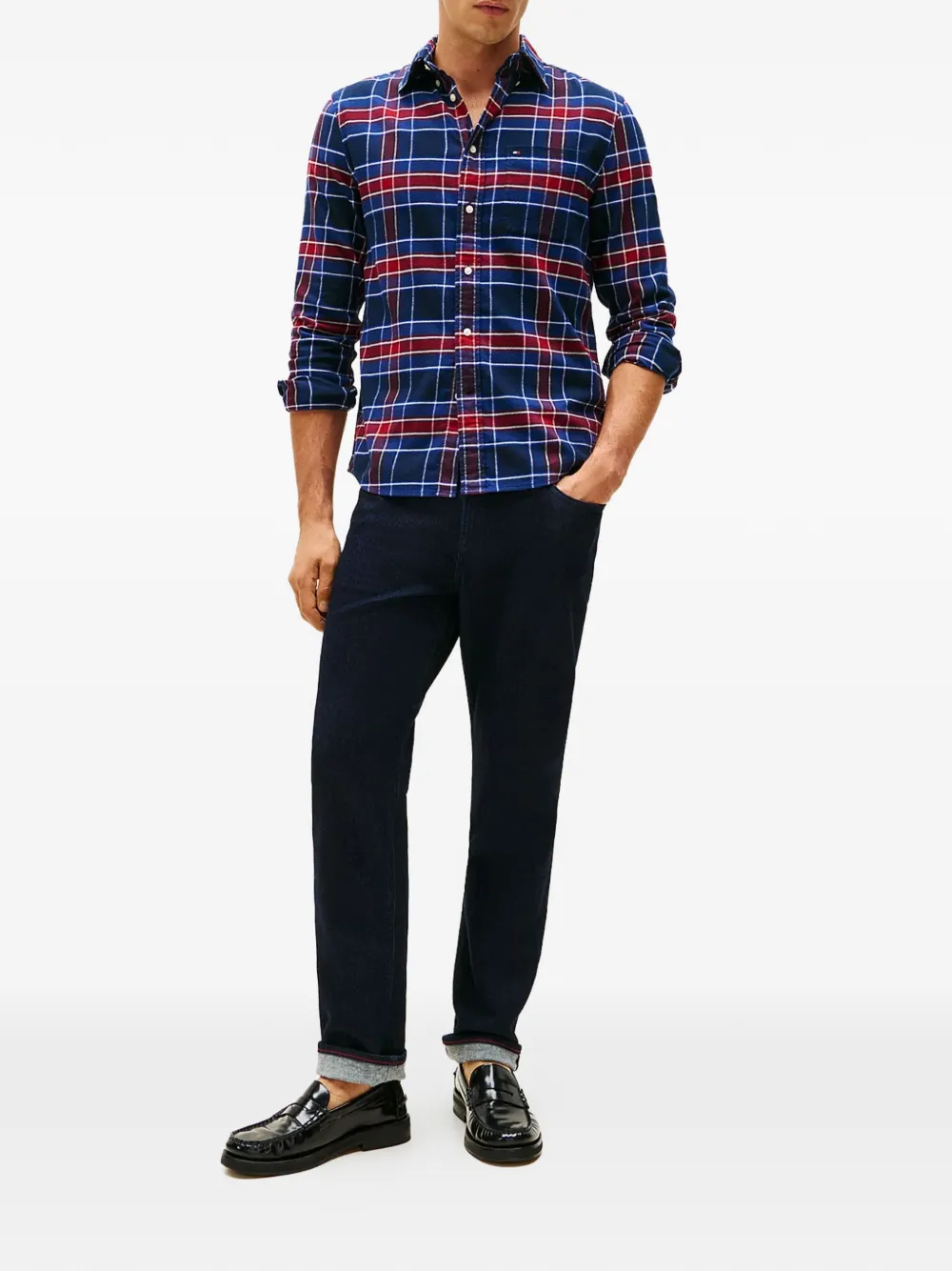 Tommy Hilfiger plaid pocket shirt - Blauw