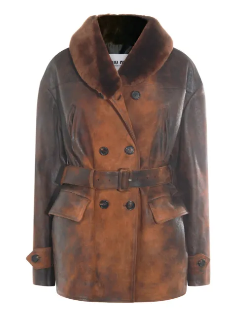 Miu Miu leather double-breasted jacket