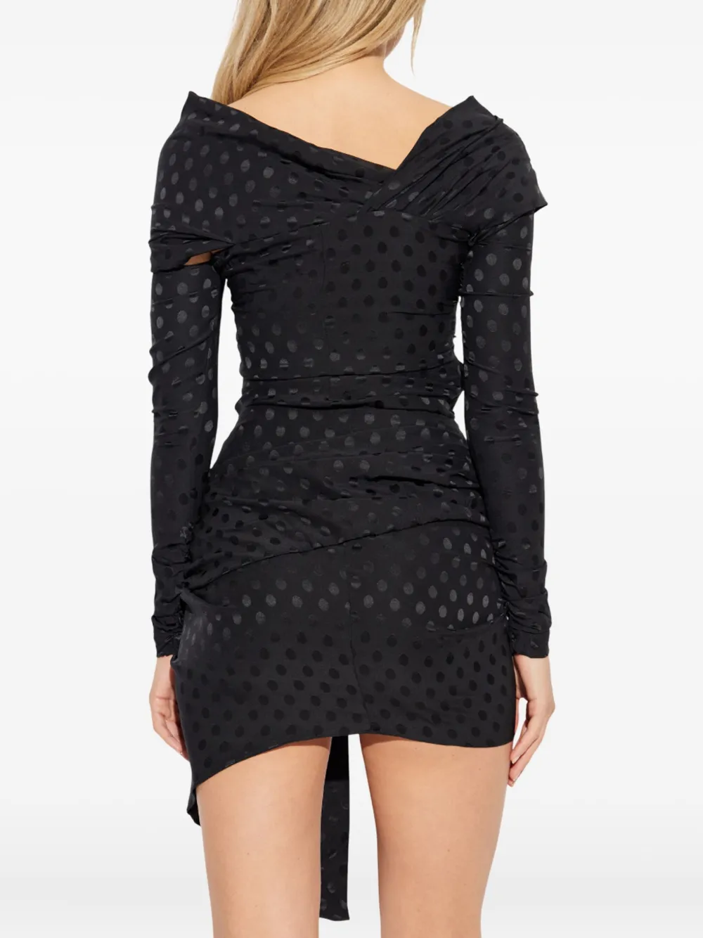 Isabel Marant Draped Polka-dot Mini Dress In Black