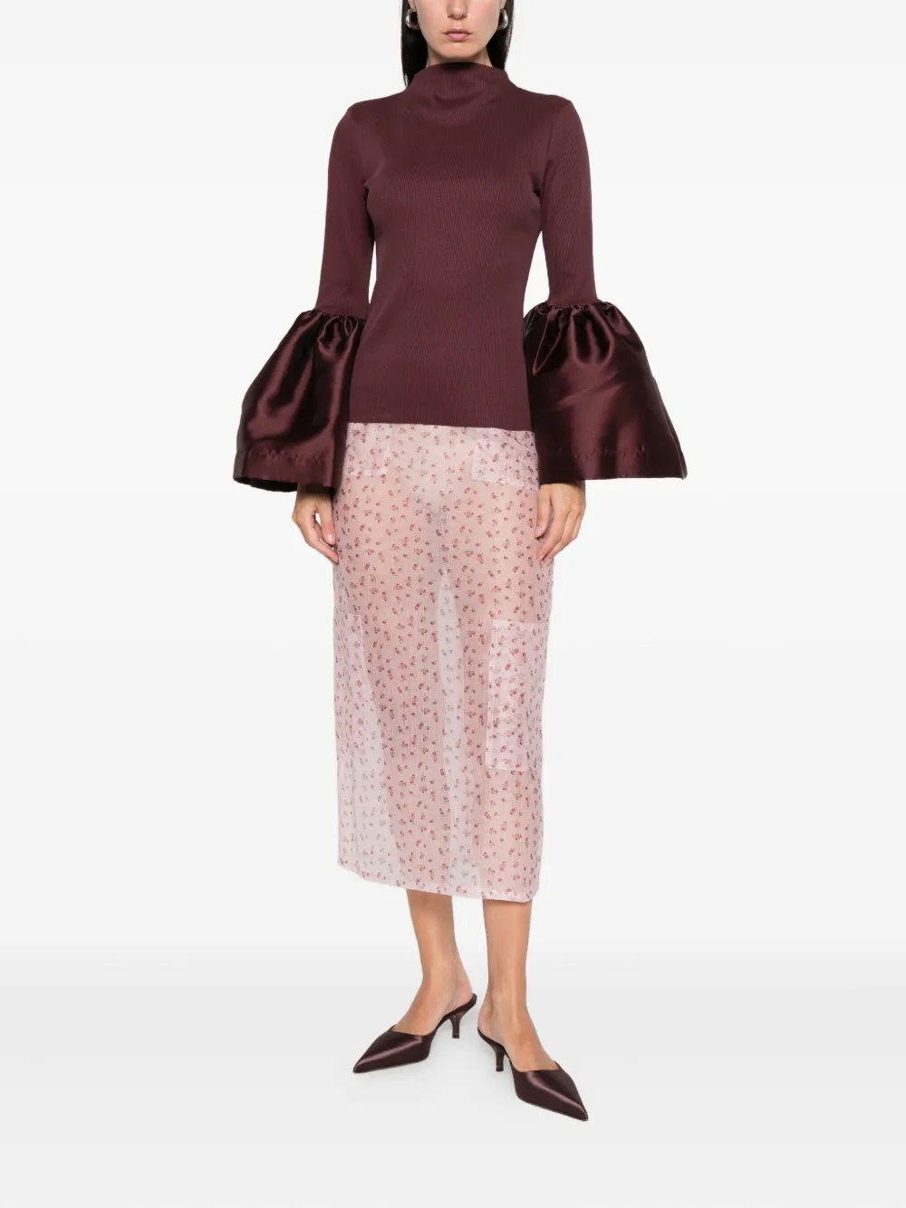 Marques'Almeida Top met pofmouwen en col - Rood