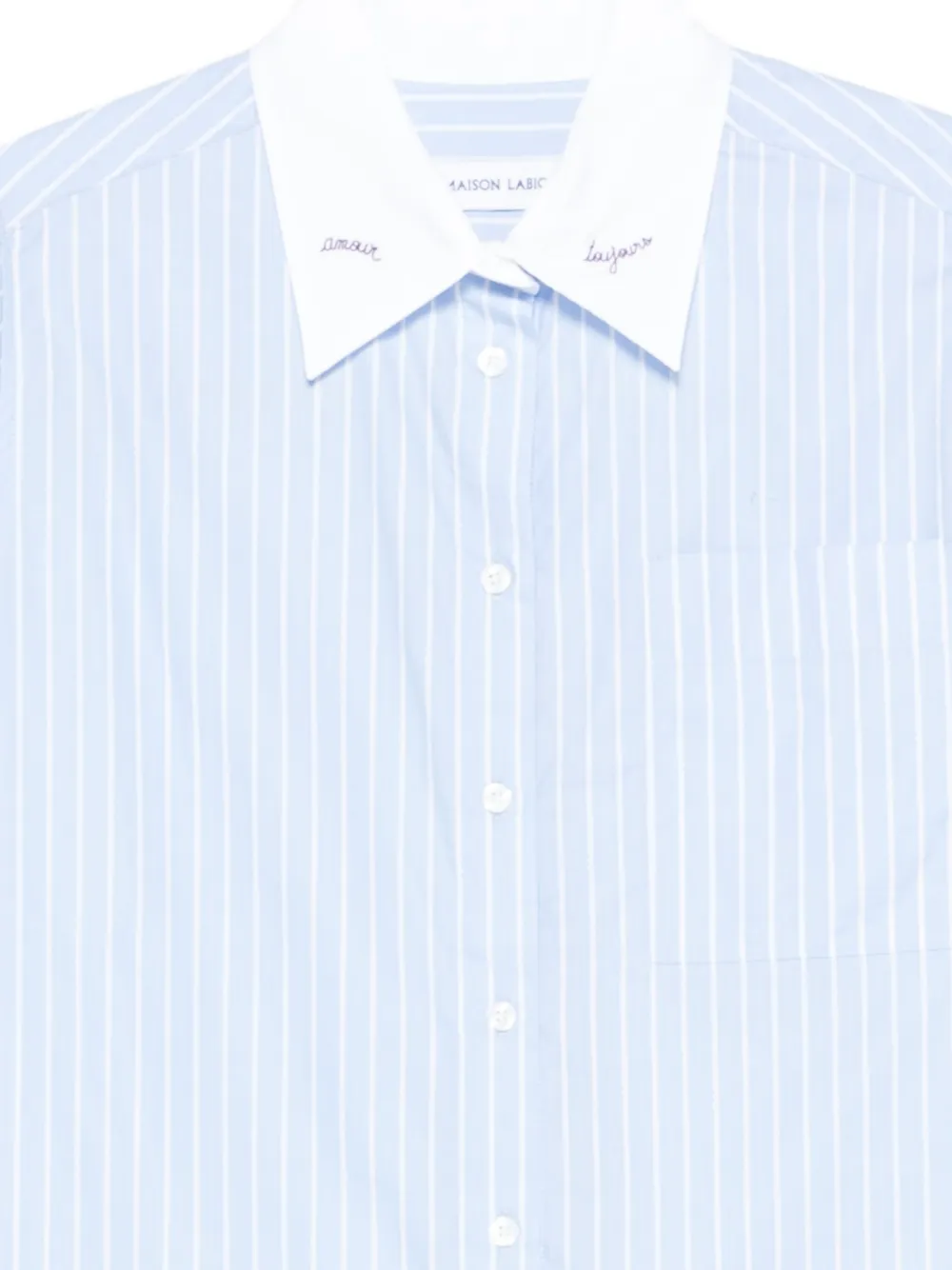 Maison Labiche Blouse met borduurwerk en strepen Blauw