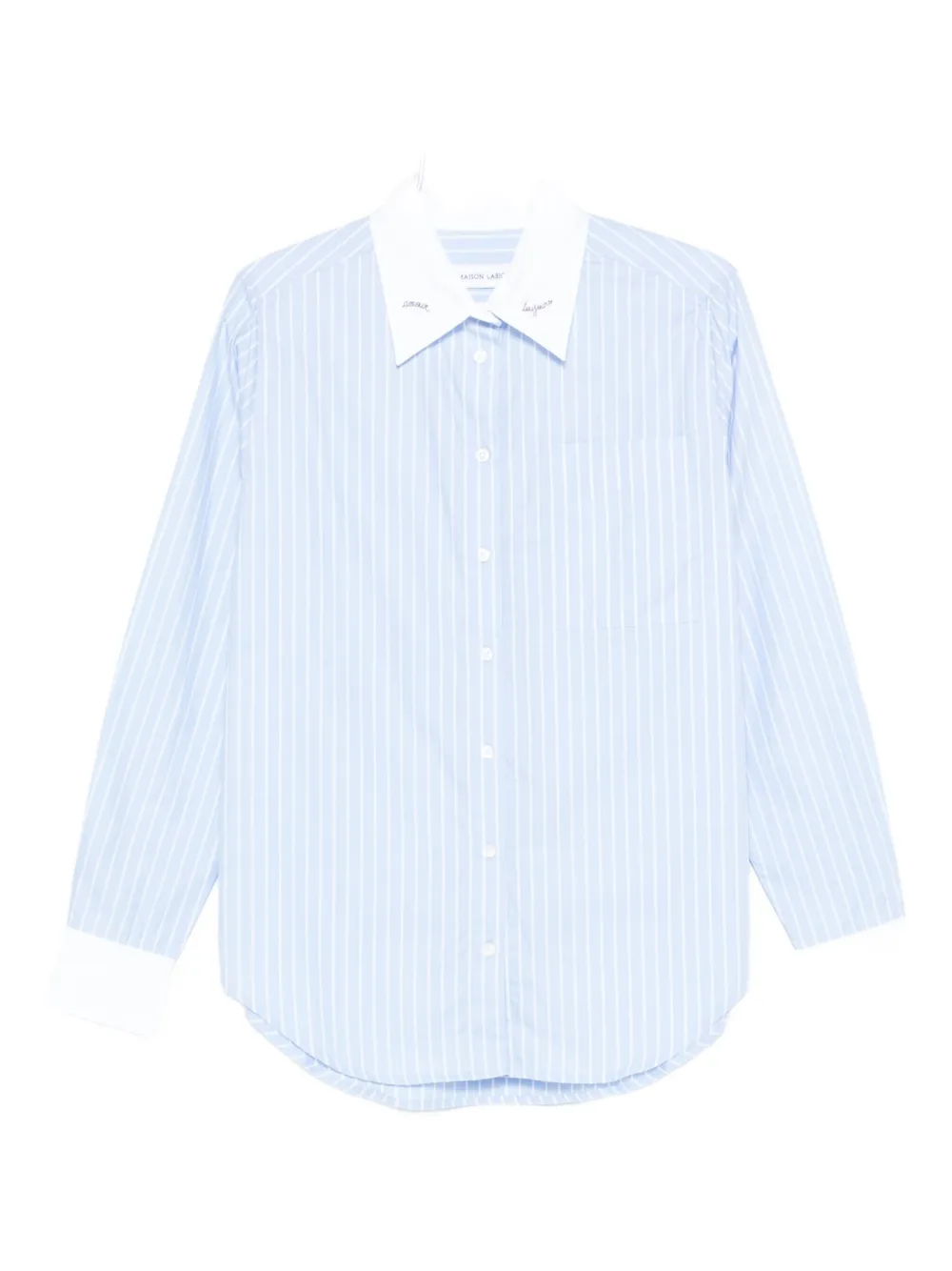 Maison Labiche stripes embroidered collar shirt - Blu