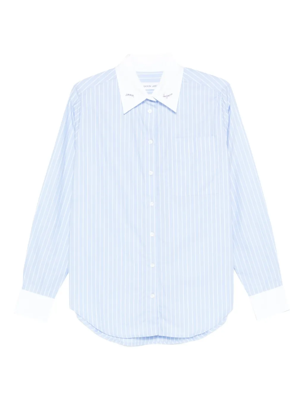 Maison Labiche stripes embroidered collar shirt - Blu