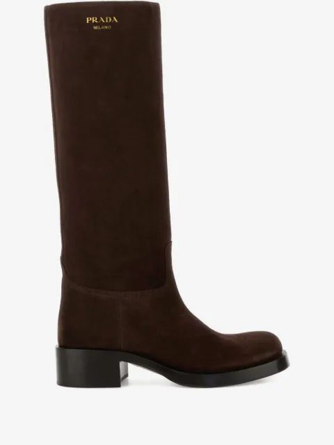 Prada suede ankle length boots