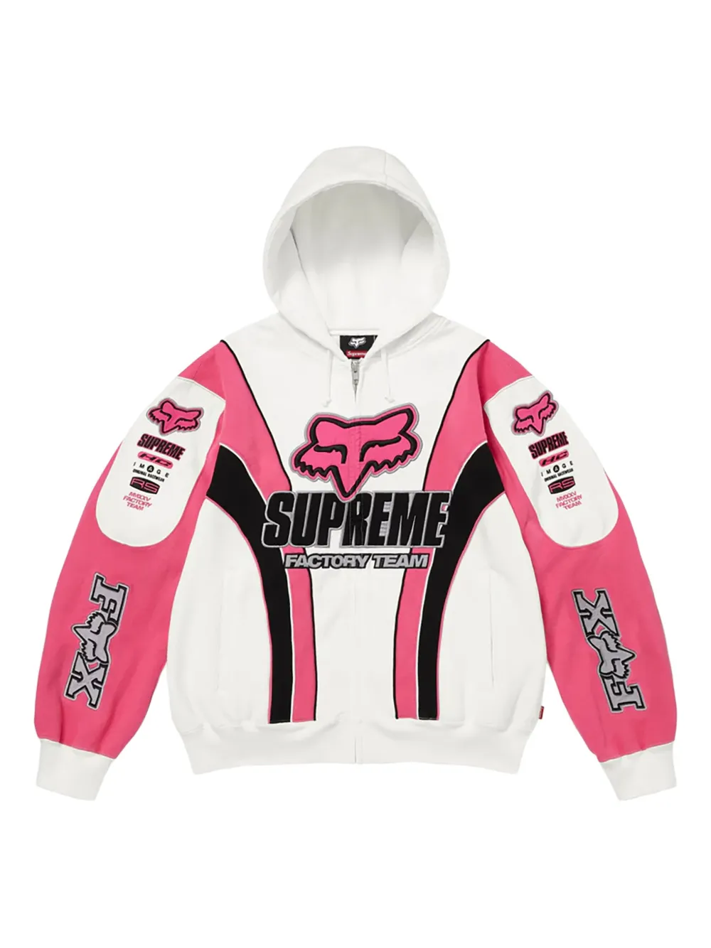 Supreme X Fox Racing® Zip-up Hoodie In White