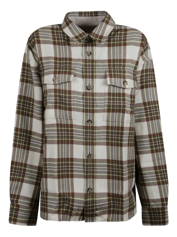 Ami Paris Pocket Check-pattern Shirt in Neutrals