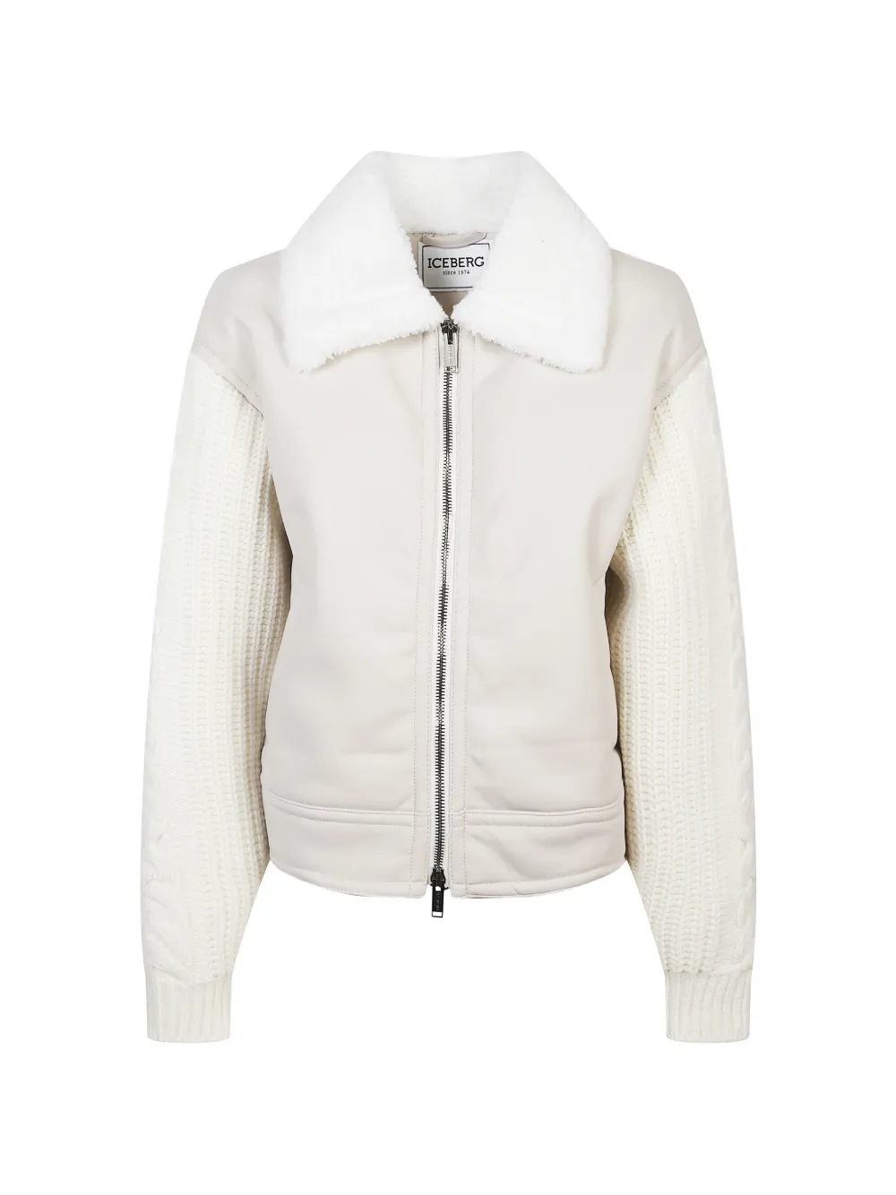 Iceberg cable-knit collar jacket - Toni neutri