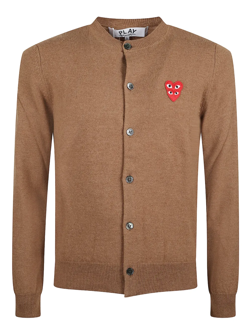 Comme Des Garçons Play heart-appliqué buttoned wool cardigan - Marrone