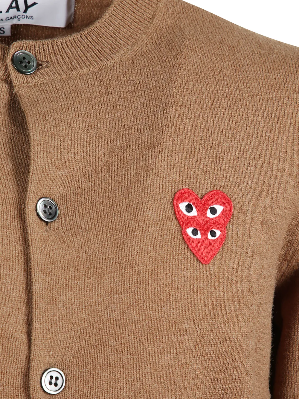 Comme Des Garçons Play Wollen vest met hartapplicatie en knopen Bruin