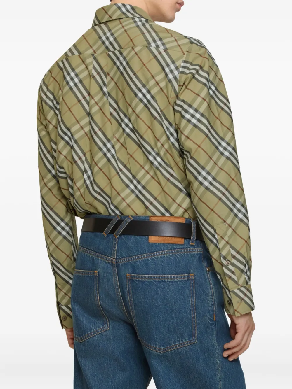 Burberry Geruit katoenen overhemd Groen