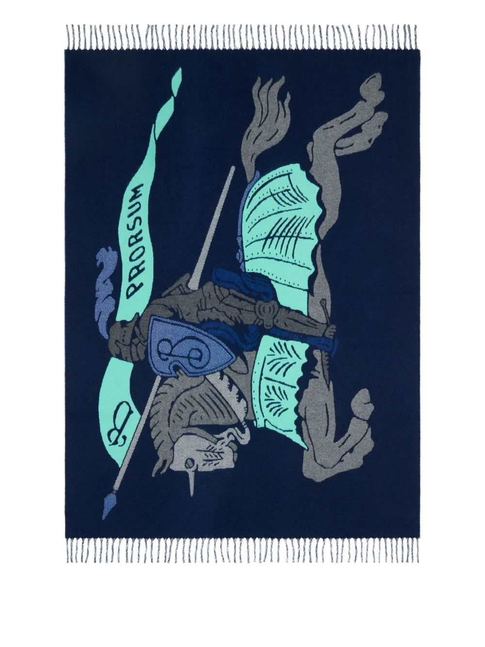 Burberry EKD equestrian-knight jacquard blanket (190cm x 140cm) | Blue | Image 1