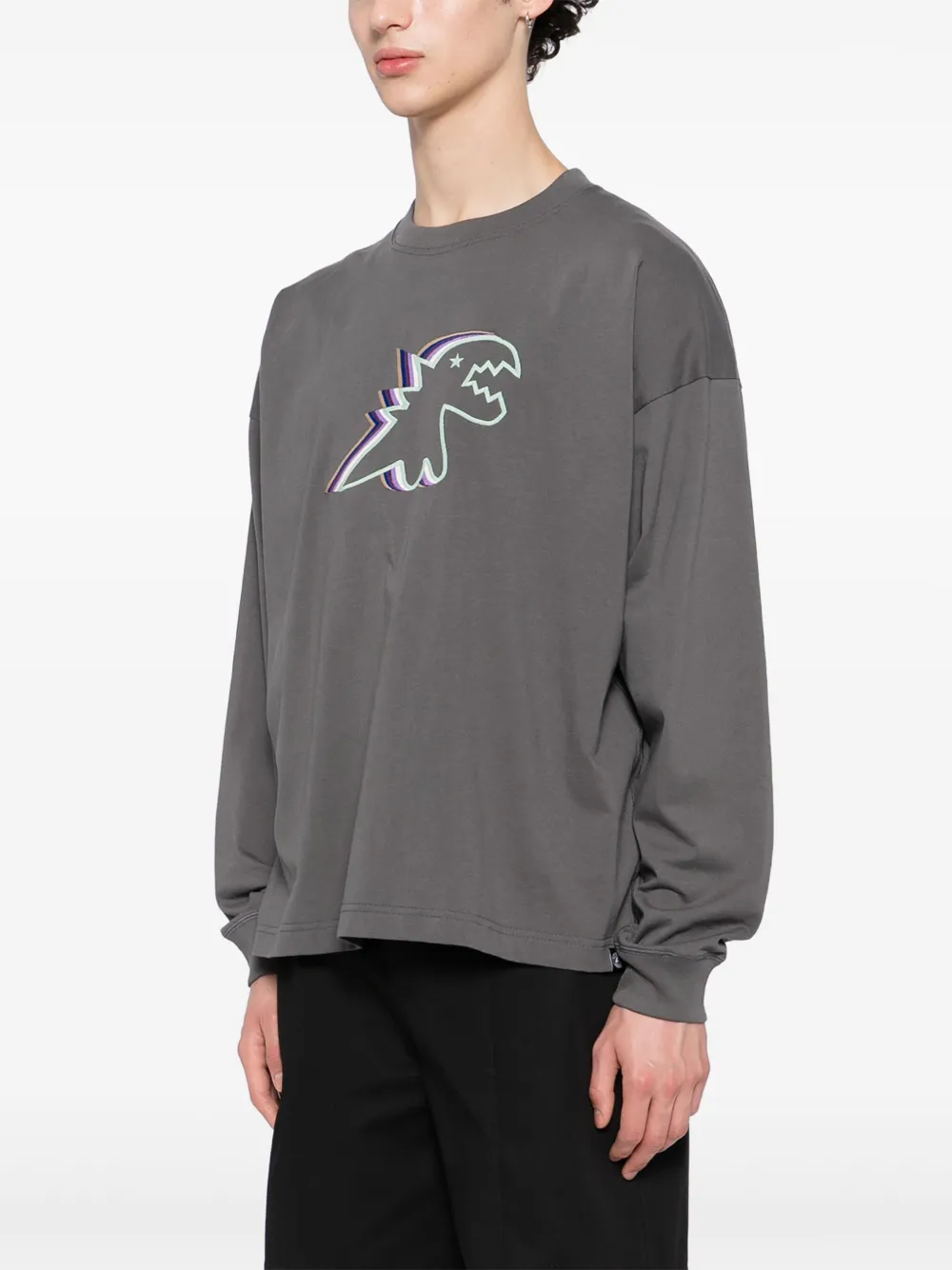 SPORT b. by agnès b. T-shirt met Dino-borduurwerk Grijs