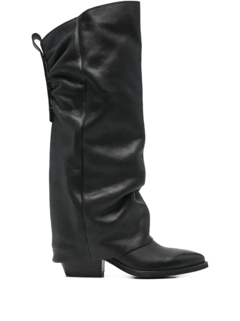 Gisel Moire Hunter point-toe heeled boots