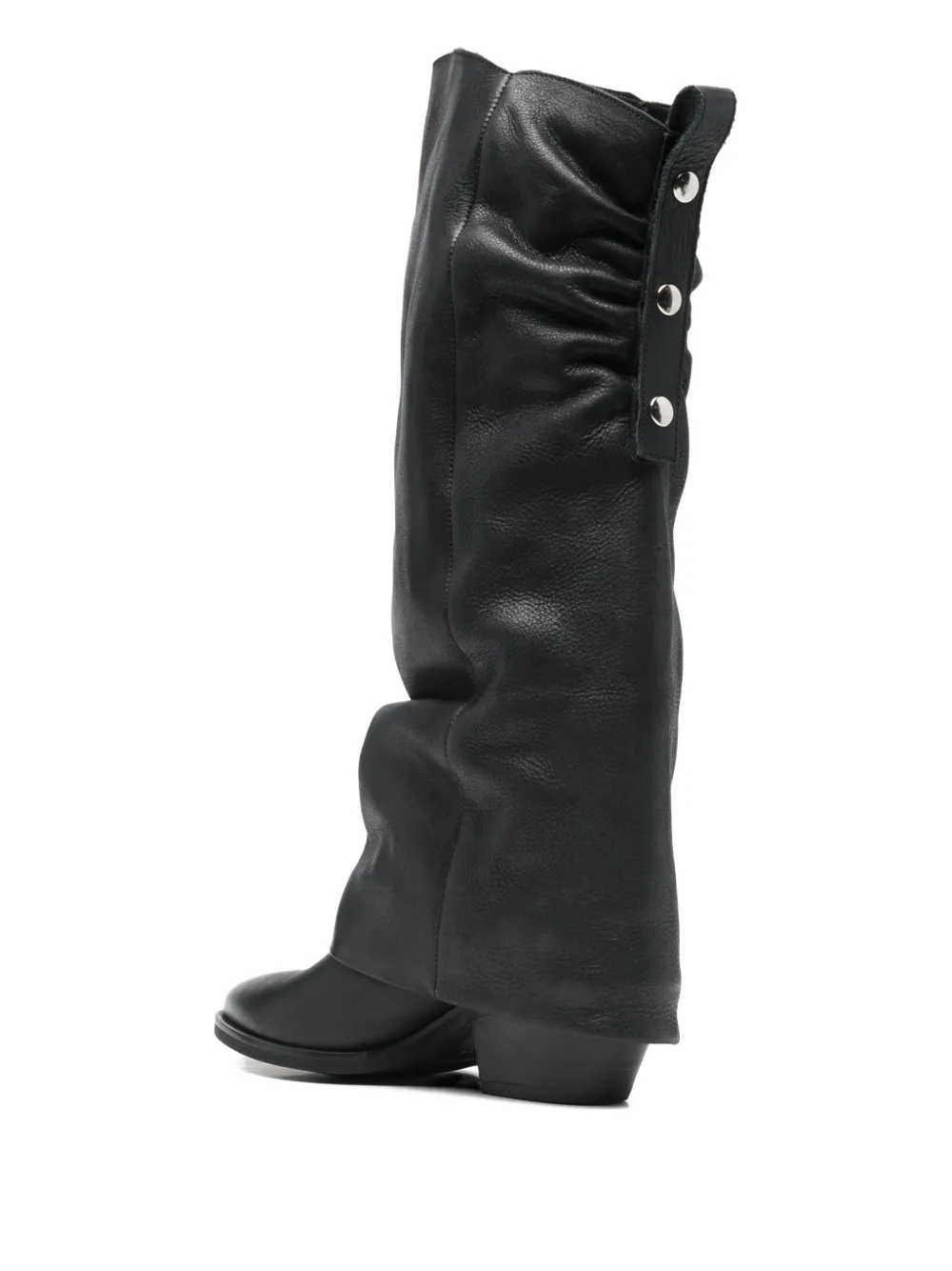 Gisel Moire Hunter Point-toe Heeled Boots In Black