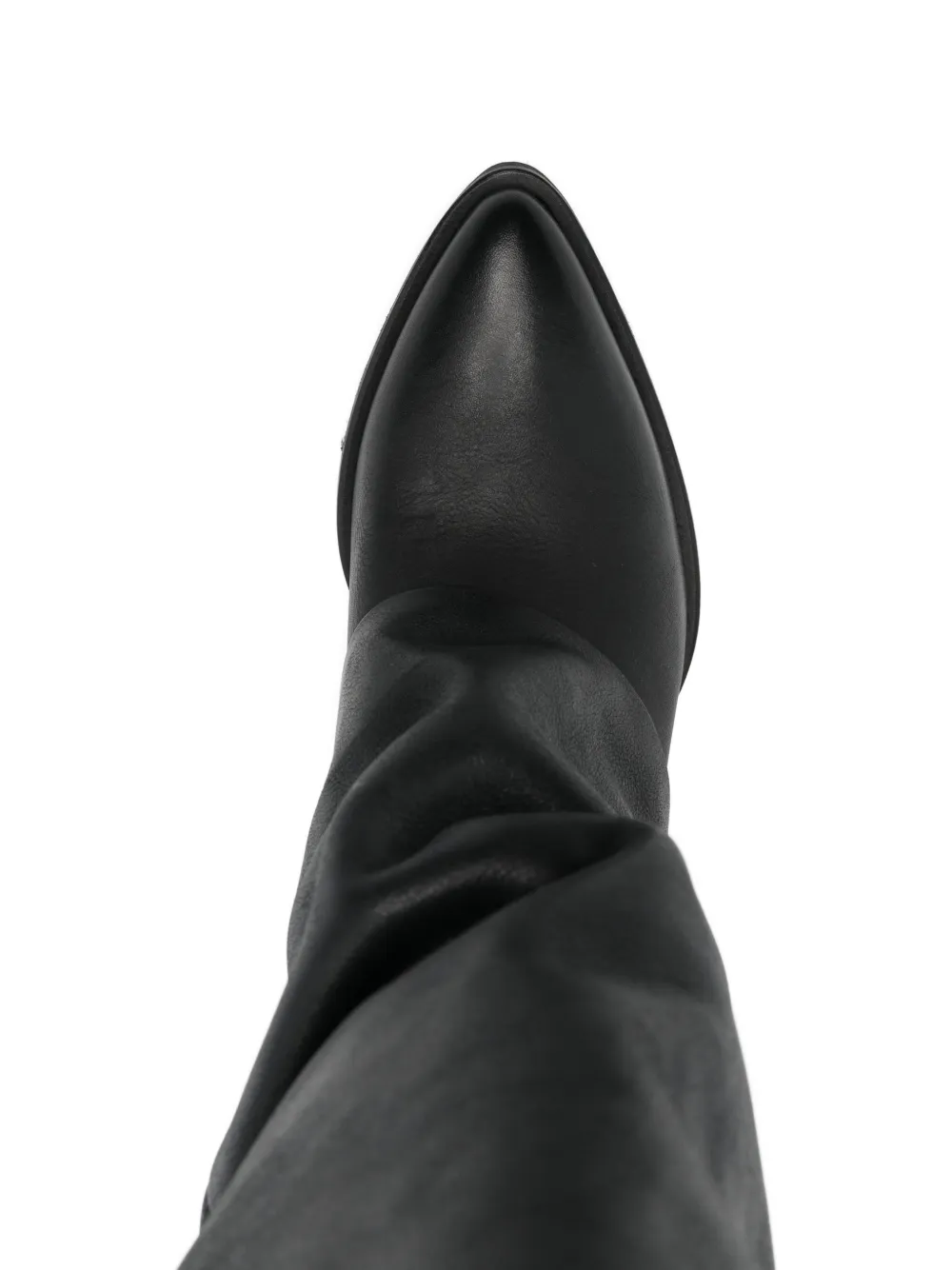 Gisel Moire Hunter Point-toe Heeled Boots In Black