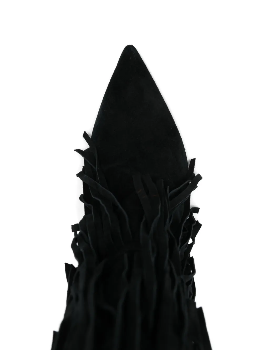 Gisel Moire 90mm George Fringed Pointed-toe Boots In Black