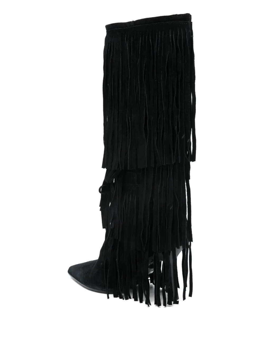 Gisel Moire 90mm George Fringed Pointed-toe Boots In Black