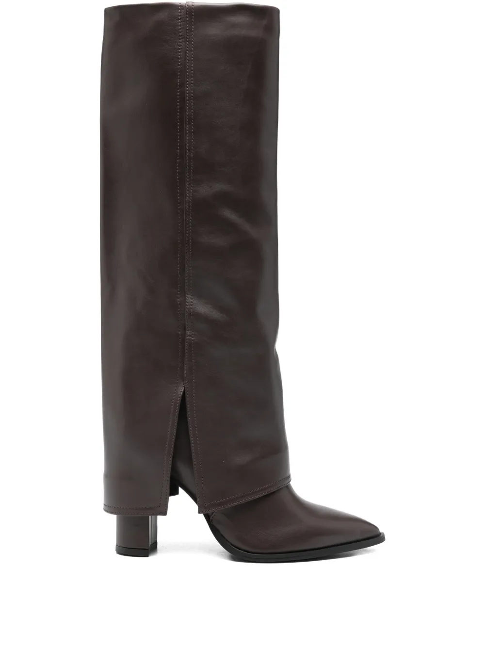 Gisel Moire 90mm Teddy pointed-toe block-heel boots | Brown | Image 1