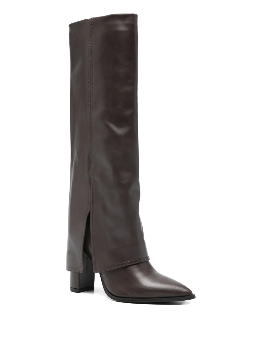 Gisel Moire 90mm Teddy pointed-toe block-heel boots | Over-The-Knee Boots | Image 2