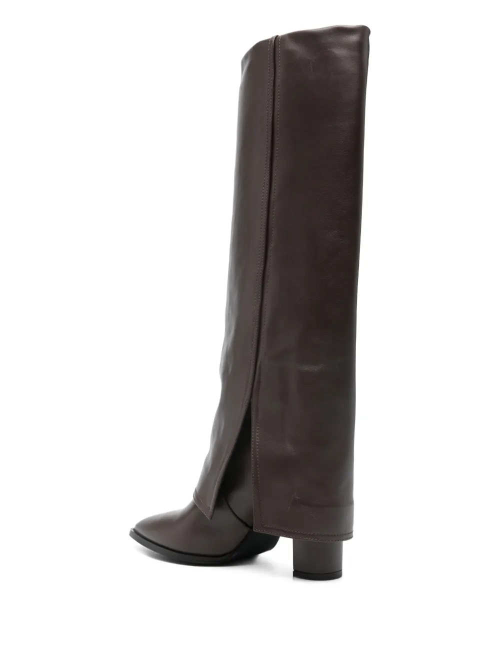 Gisel Moire 90mm Teddy Pointed-toe Block-heel Boots In Multi