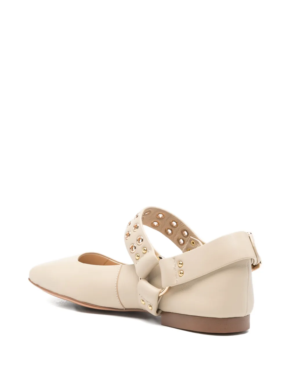 Marc Ellis studded buckle ballet flats Beige