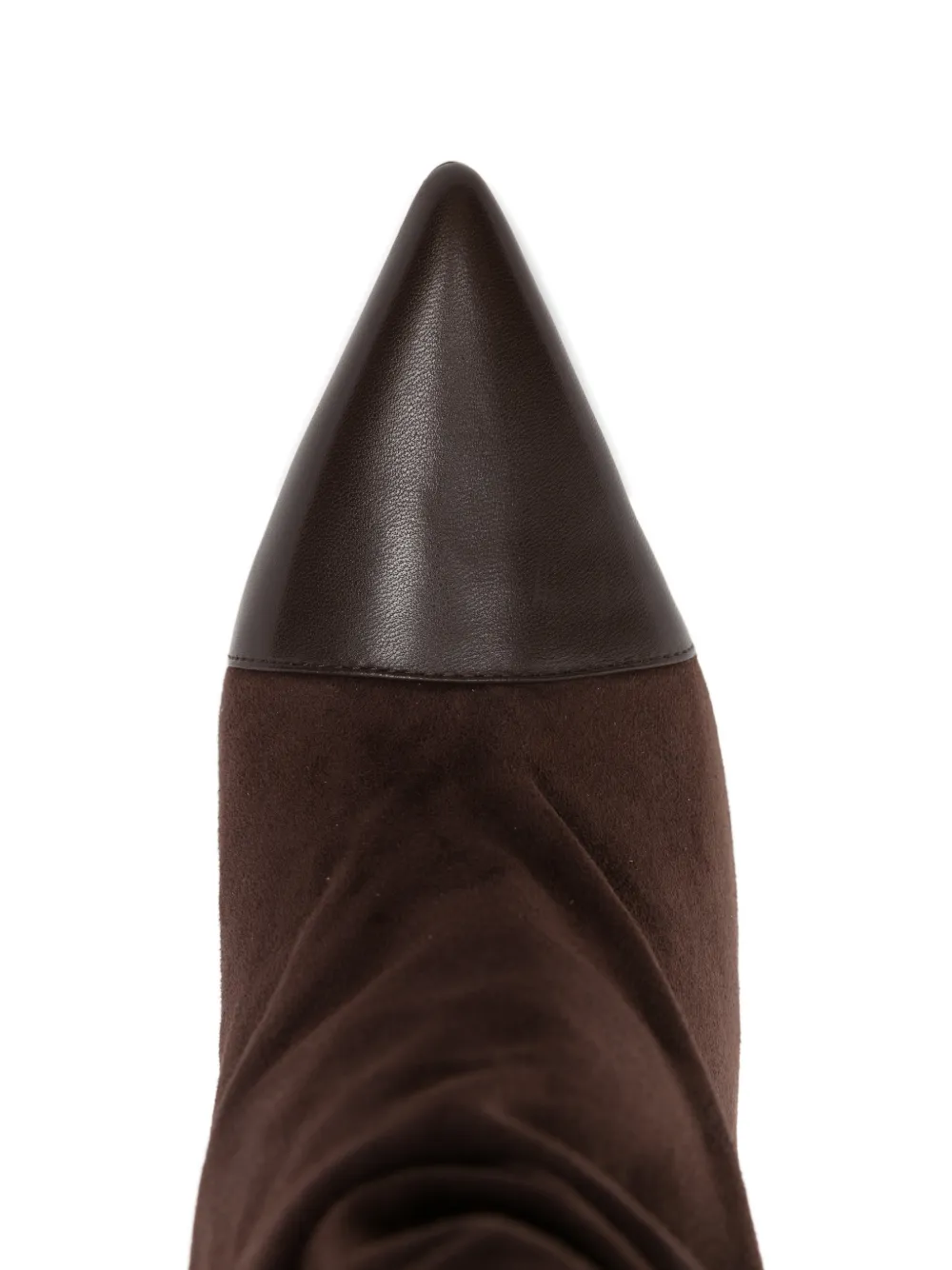 Marc Ellis 90mm Pointed-toe Ruched Boots In Brown